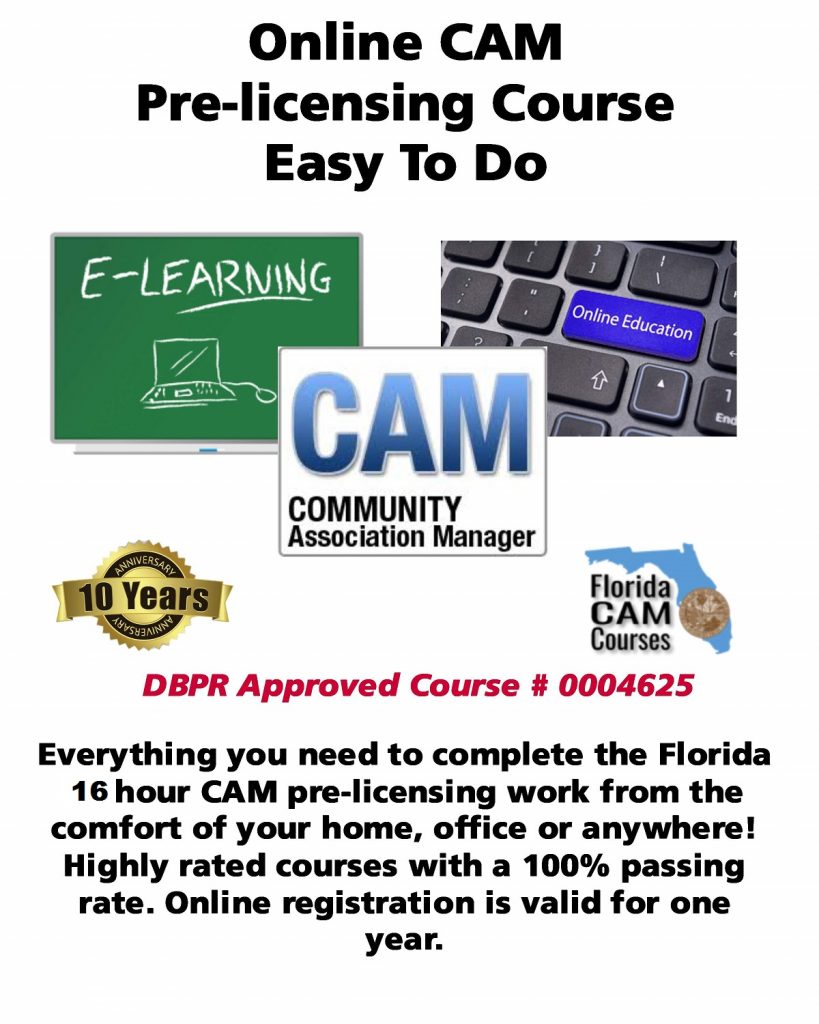 16 Hour CAM PreLicensing Course ONLINE Florida CAM Courses